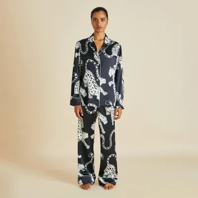 Olivia Von Halle Lila Isla Black Leopard Pajamas