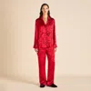 Olivia Von Halle Lila Liaisons Red Figures Pyjamas In Silk Devoré In Brown