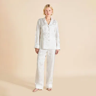 Olivia Von Halle Lila Liliana Ivory Floral Pajamas In White