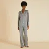 Olivia Von Halle Lila Nika Striped Silk Long Pajama Set In Black