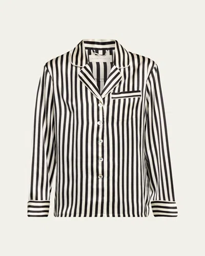 Olivia Von Halle Lila Nika Striped Silk Satin Pajama Set In Multi