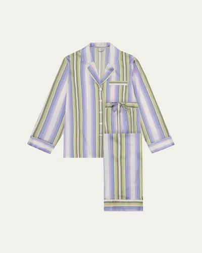 Olivia Von Halle Lila Striped Silk-satin Pajama Set In Draper