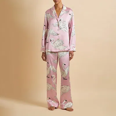 Olivia Von Halle Womens Lila Selene Printed Silk Pyjama Set Xs In Purple