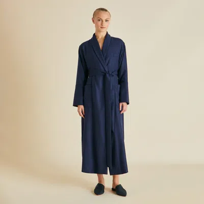 Olivia Von Halle Logan Osaka Navy Robe In Navy Blue