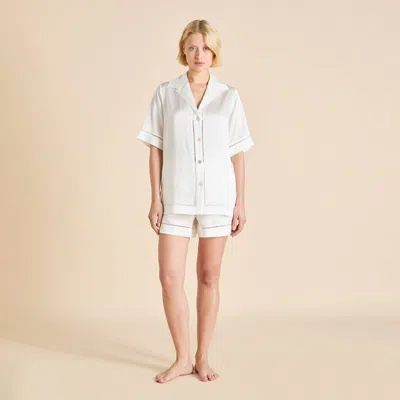 Olivia Von Halle Marlene Ivory Pajamas In White