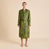 Olivia Von Halle Mescal Nyra Green Leopard Robe In Green