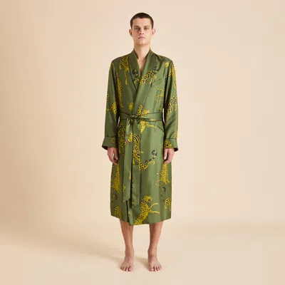 Olivia Von Halle Mescal Nyra Green Leopard Robe
