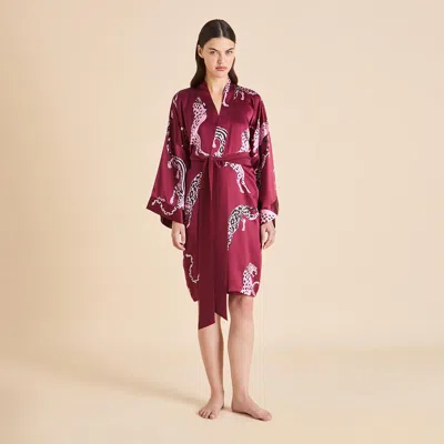 Olivia Von Halle Mimi Cherie Red Leopard Robe