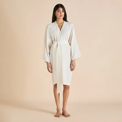 Olivia Von Halle Mimi Ivory Dressing Gown In Silk Crêpe De Chine