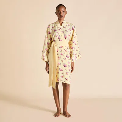 Olivia Von Halle Mimi Junonia Yellow Seashell Robe