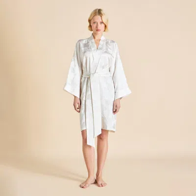 Olivia Von Halle Mimi Liliana Ivory Floral Robe In White