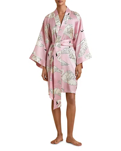 Olivia Von Halle Mimi Silk Robe In Gray