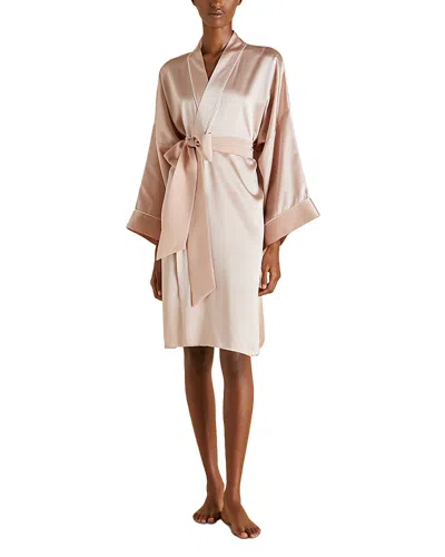 Olivia Von Halle Mimi Woven Silk Waist Tie Robe In Neutral