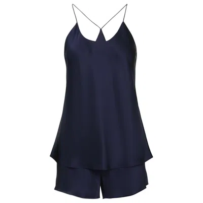 Pre-owned Olivia Von Halle New  Silk Camisole Top & Shorts Ensemble S In Black