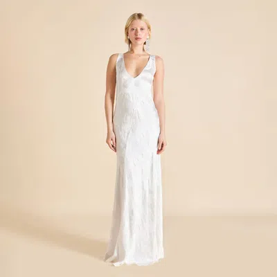 Olivia Von Halle Paloma Liliana Ivory Floral Dress In White