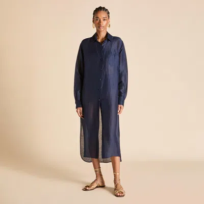 Olivia Von Halle Phoebe Navy Shirt Dress
