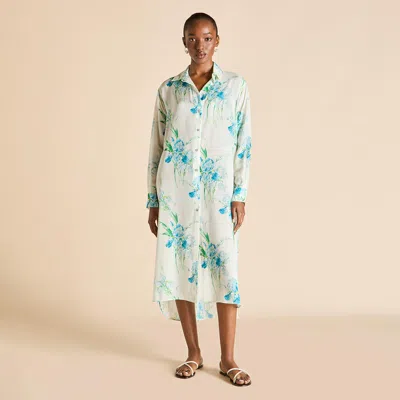 Olivia Von Halle Phoebe Samphire Ivory Floral Shirt Dress