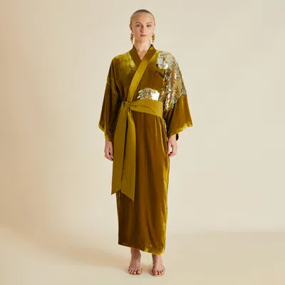 Olivia Von Halle Queenie August Gold Embellished Robe