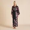 Olivia Von Halle Queenie Brigham Black Strawberry Robe In Black