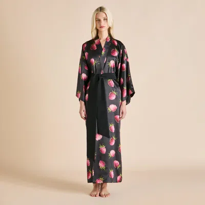 Olivia Von Halle Queenie Brigham Black Strawberry Robe