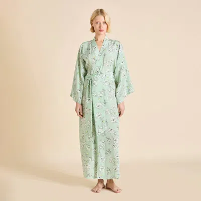 Olivia Von Halle Queenie Delfina Green Floral Robe