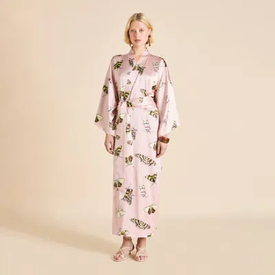 Olivia Von Halle Queenie Elda Pink Moth Robe