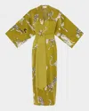 Olivia Von Halle Queenie Leopard-print Silk Satin Robe In Green
