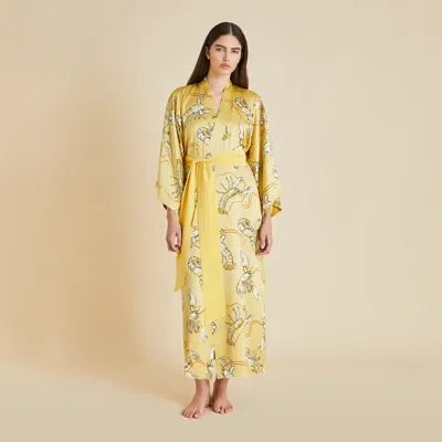 Olivia Von Halle Queenie Perseus Yellow Lobster Robe