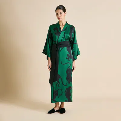 Olivia Von Halle Queenie Poiret Green Panther Robe | ModeSens