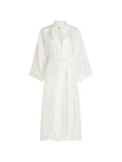 Olivia Von Halle Queenie Tie-waist Robe In White
