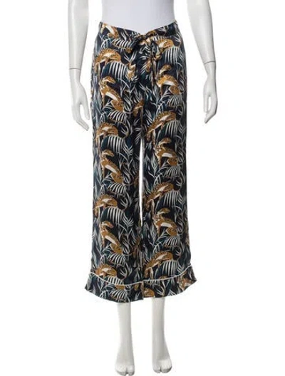 Pre-owned Olivia Von Halle Silk Animal Print Pajamas In Blue