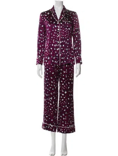 Pre-owned Olivia Von Halle Silk Animal Print Pajamas In Multi