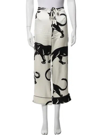 Pre-owned Olivia Von Halle Silk Animal Print Pajamas In Neutrals