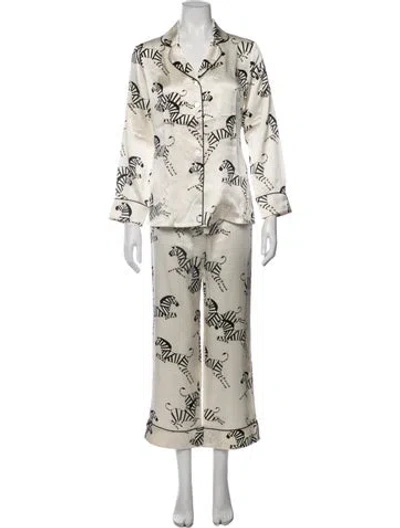 Pre-owned Olivia Von Halle Silk Animal Print Pant Set In Neutrals