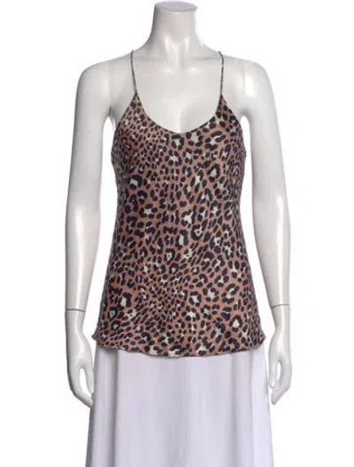 Pre-owned Olivia Von Halle Silk Animal Print Top In Brown