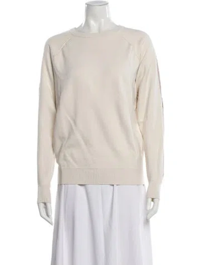 Pre-owned Olivia Von Halle Silk Bateau Neckline Sweater In Neutral