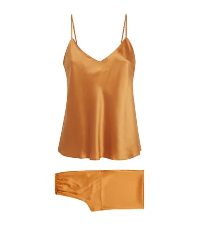 Olivia Von Halle Silk Bliss Pyjama Set In Brown