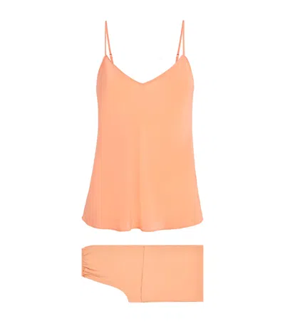 Olivia Von Halle Silk Bliss Pyjama Set In Orange