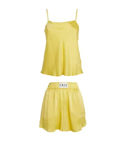 Olivia Von Halle Silk Calypso Pyjama Set In Yellow
