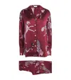 Olivia Von Halle Silk Cheetah Lila Pyjama Set In Burgundy