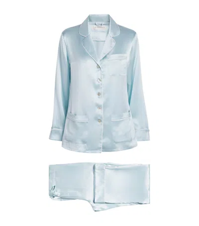 Olivia Von Halle Coco Silk-satin Pajama Set In Blue