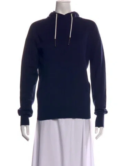 Pre-owned Olivia Von Halle Silk Crew Neck Hoodie In Blue