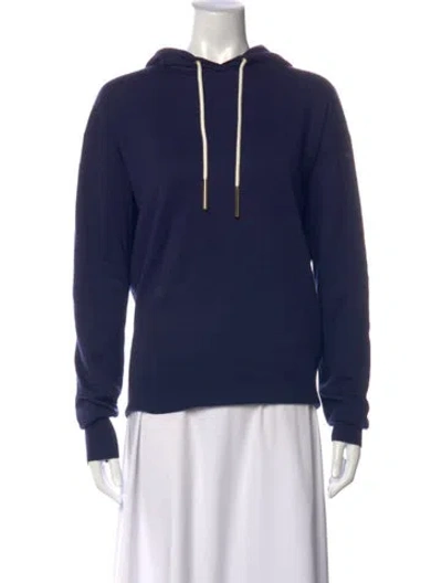 Pre-owned Olivia Von Halle Silk Crew Neck Hoodie In Blue