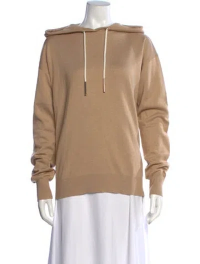 Pre-owned Olivia Von Halle Silk Crew Neck Hoodie In Neutral