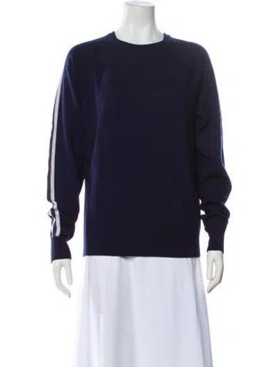 Pre-owned Olivia Von Halle Silk Crew Neck Sweater In Blue