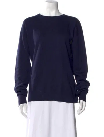 Pre-owned Olivia Von Halle Silk Crew Neck Sweater In Blue