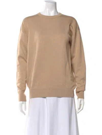 Pre-owned Olivia Von Halle Silk Crew Neck Sweater In Neutral