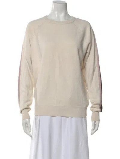 Pre-owned Olivia Von Halle Silk Crew Neck Sweater In Neutral