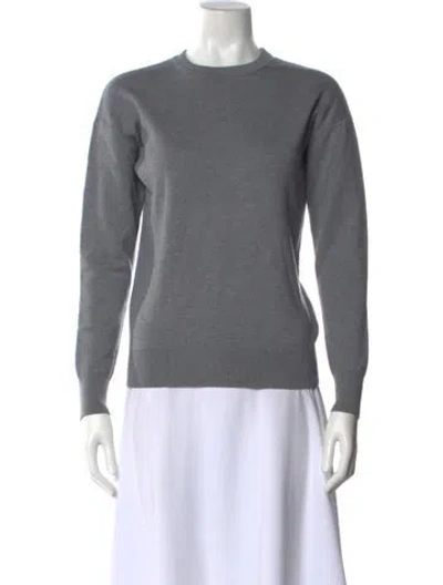 Pre-owned Olivia Von Halle Silk Crew Neck Sweatshirt In Gray