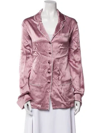 Pre-owned Olivia Von Halle Silk Crystal Embellishments Pajamas In Purple